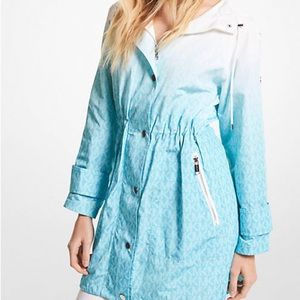 Michael Michael Kors Blue Ombré Logo Ciré Anorak